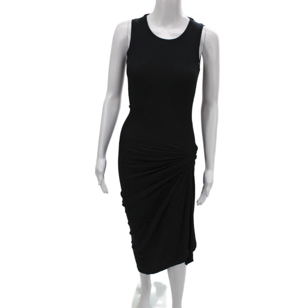 Loewe Women Black Bodycon Tank Midi Dress Sleeveless Cotton Size XS